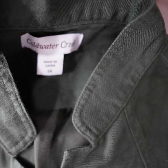 Coldwater creek green linen cargo jacket size 14 Nwts - Picture 2 of 5